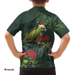 Meri Kirihimete Kakapo Hawaiian Shirt Green Silver Fern Christmas Vibe