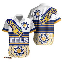 Eels Rugby Hawaiian Shirt Indigenous Parramatta Newest White