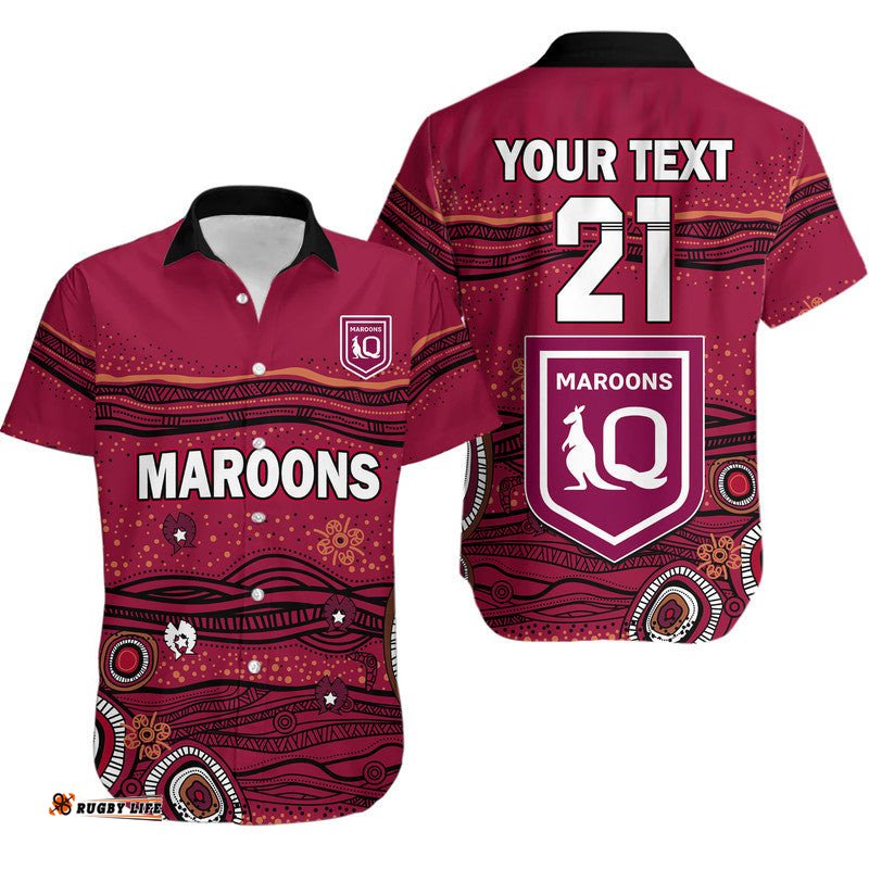 Custom Personalised QLD Maroons Rugby Hawaiian Shirt Indigenous
