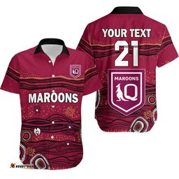 Custom Personalised QLD Maroons Rugby Hawaiian Shirt Indigenous