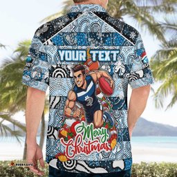 Custom Blues Football Merry Christmas Hawaiian Shirt Indigenous Australian Art