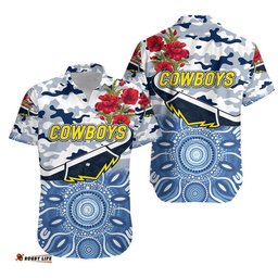 North Queensland Cowboys ANZAC Hawaiian Shirt Indigenous Vibes White