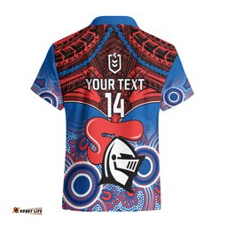 Personalised Knights Rugby Hawaiian Shirt Aboriginal Mix Polynesian Pattern