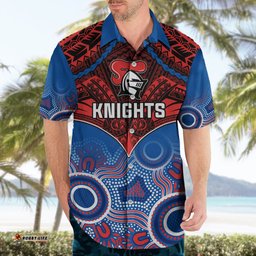 Personalised Knights Rugby Hawaiian Shirt Aboriginal Mix Polynesian Pattern