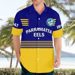 Eels Rugby Hawaiian Shirt Parramatta 1947 Dynamic Blue