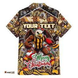 Custom Hawks Football Merry Christmas Hawaiian Shirt Indigenous Australian Art