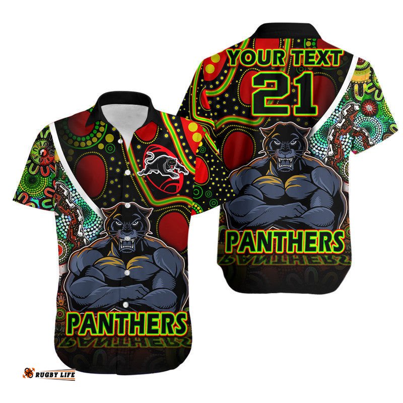 Custom Personalised Penrith Panthers Hawaiian Shirt Strong Panthers Legend With Special Aboriginal Style