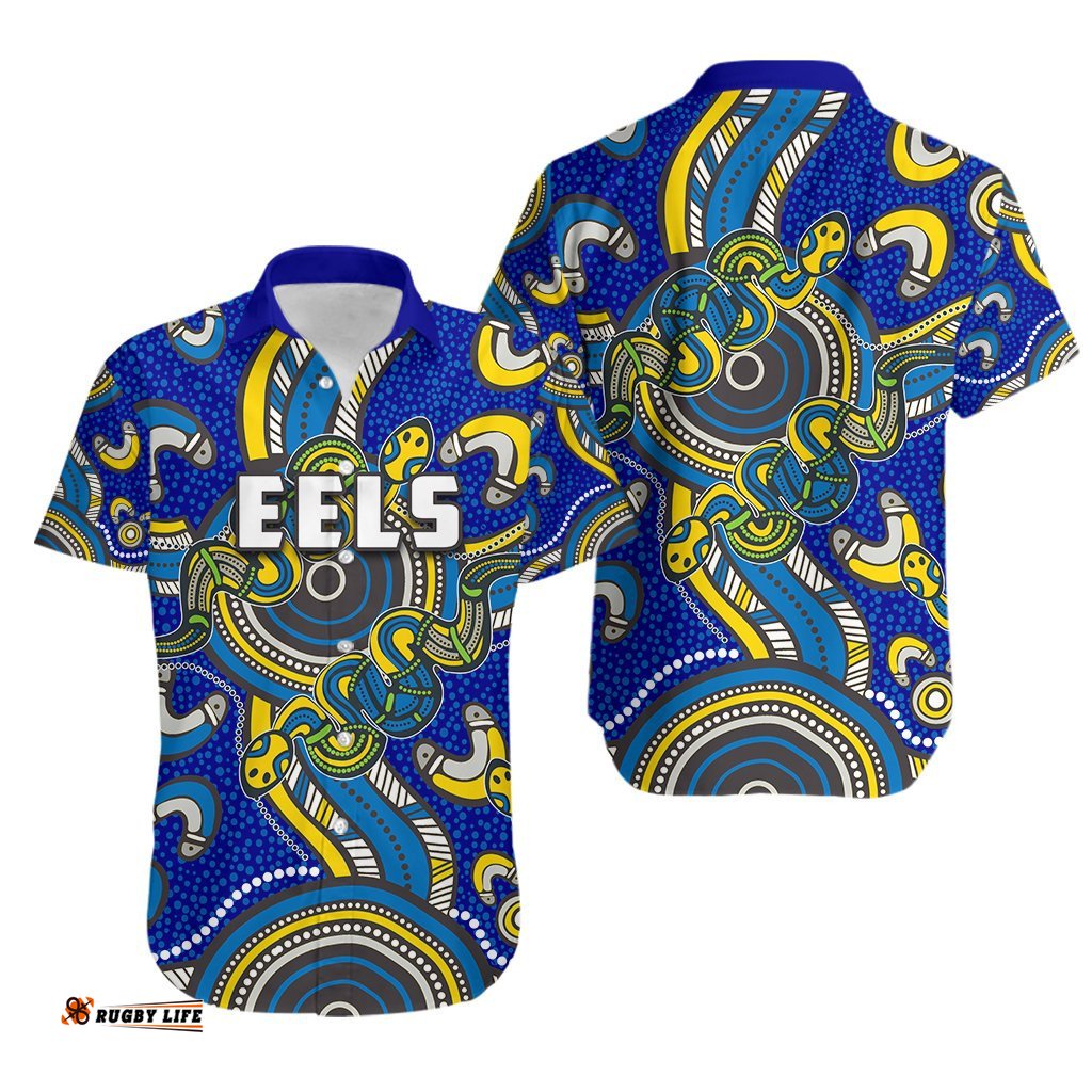 Parramatta Eels Hawaiian Shirt Aboriginal Rugby Style
