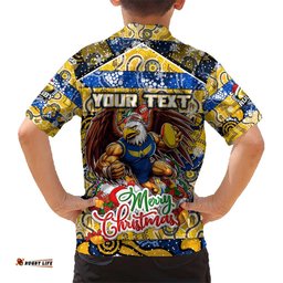 Custom Eagles Football Merry Christmas Hawaiian Shirt Indigenous Australian Art