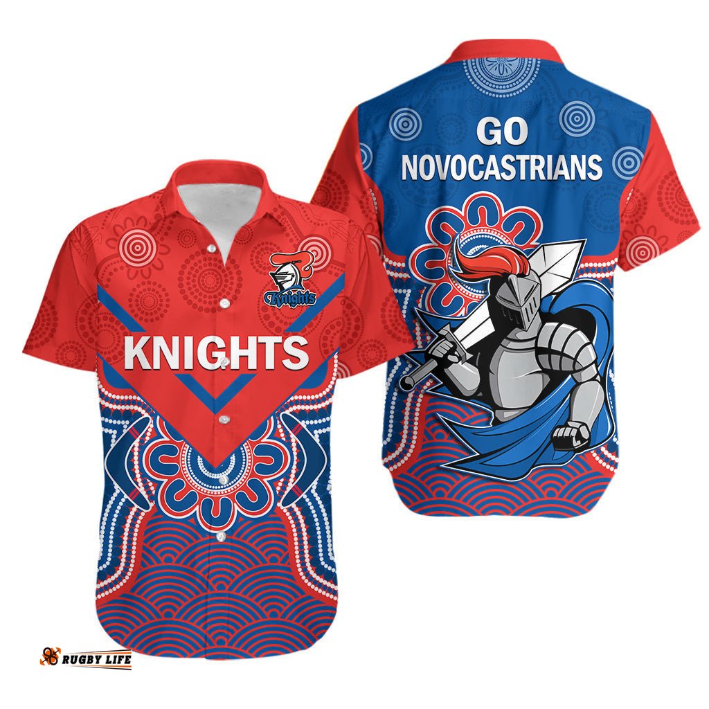 Knights Rugby Hawaiian Shirt Novocastrians 1987 Aboriginal Art