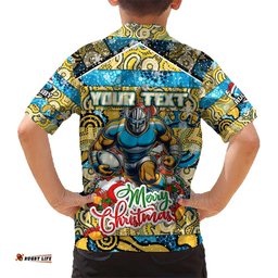 Custom Titans Rugby Merry Christmas Hawaiian Shirt Indigenous Australian Art
