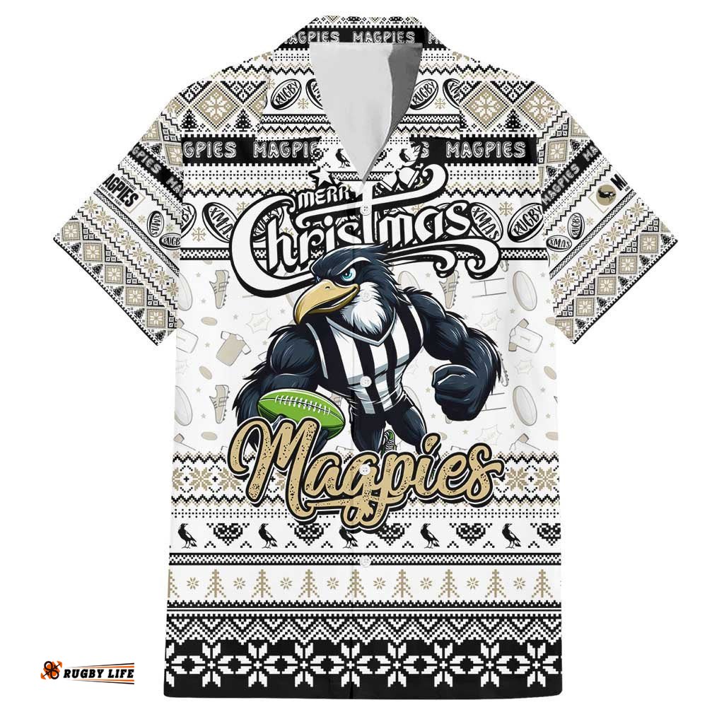 Personalized Magpies Football Xmas Hawaiian Shirt Australia AFL Mascot