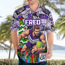 Custom Freo Football Merry Christmas Hawaiian Shirt Indigenous Australian Art