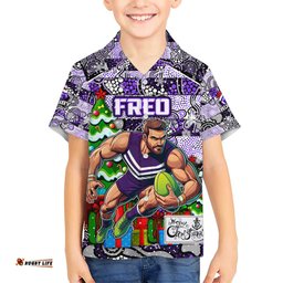 Custom Freo Football Merry Christmas Hawaiian Shirt Indigenous Australian Art