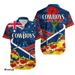 Cowboys Rugby ANZAC Hawaiian Shirt Lest We Forget