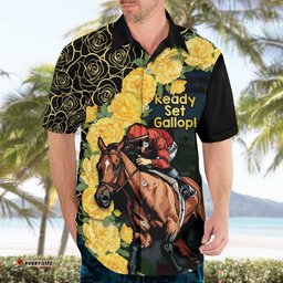Melbourne Horse Racing Hawaiian Shirt Yellow Roses Ready Set Gallop!