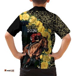 Melbourne Horse Racing Hawaiian Shirt Yellow Roses Ready Set Gallop!