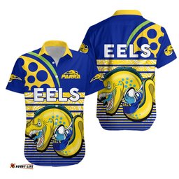 Eels Rugby Parra Aboriginal Blue And Gold Hawaiian Shirt