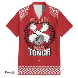 Tonga Rugby XIII Custom Hawaiian Shirt Mate Ma'a Tonga with Ngatu Pattern