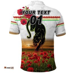 Custom Personalised Penrith Panthers ANZAC Hawaiian Shirt Poppy Flowers Vibes White