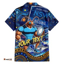 Personalised Mascot NSW Blues Rugby Hawaiian Shirt Aboriginal Galaxy