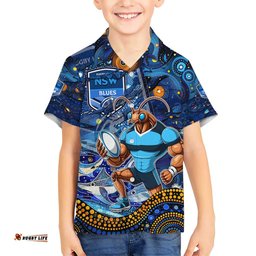 Personalised Mascot NSW Blues Rugby Hawaiian Shirt Aboriginal Galaxy