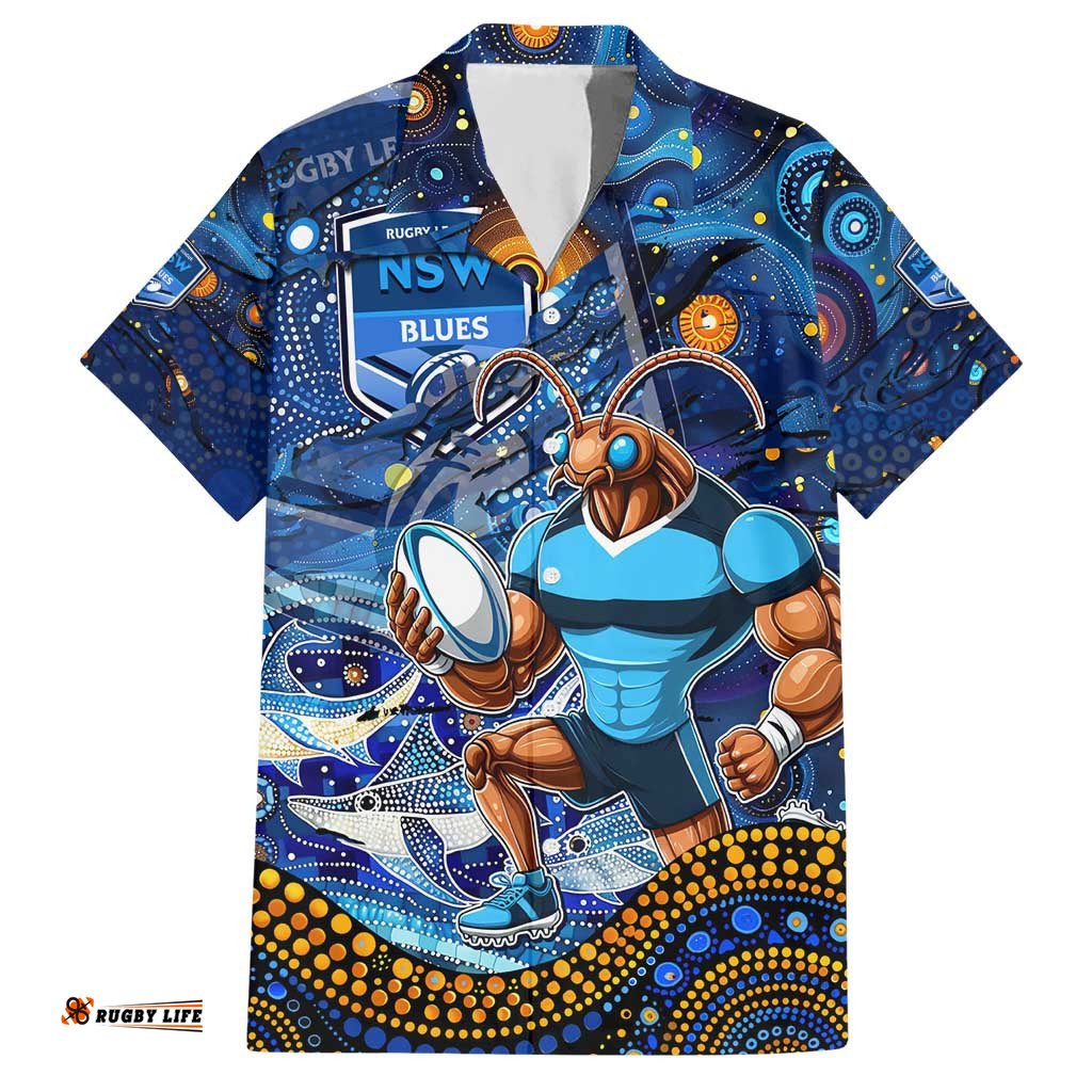 Personalised Mascot NSW Blues Rugby Hawaiian Shirt Aboriginal Galaxy