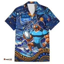 Personalised Mascot NSW Blues Rugby Hawaiian Shirt Aboriginal Galaxy