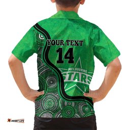 Custom Melbourne Stars Hawaiian Shirt Indigenous Art Grunge Style