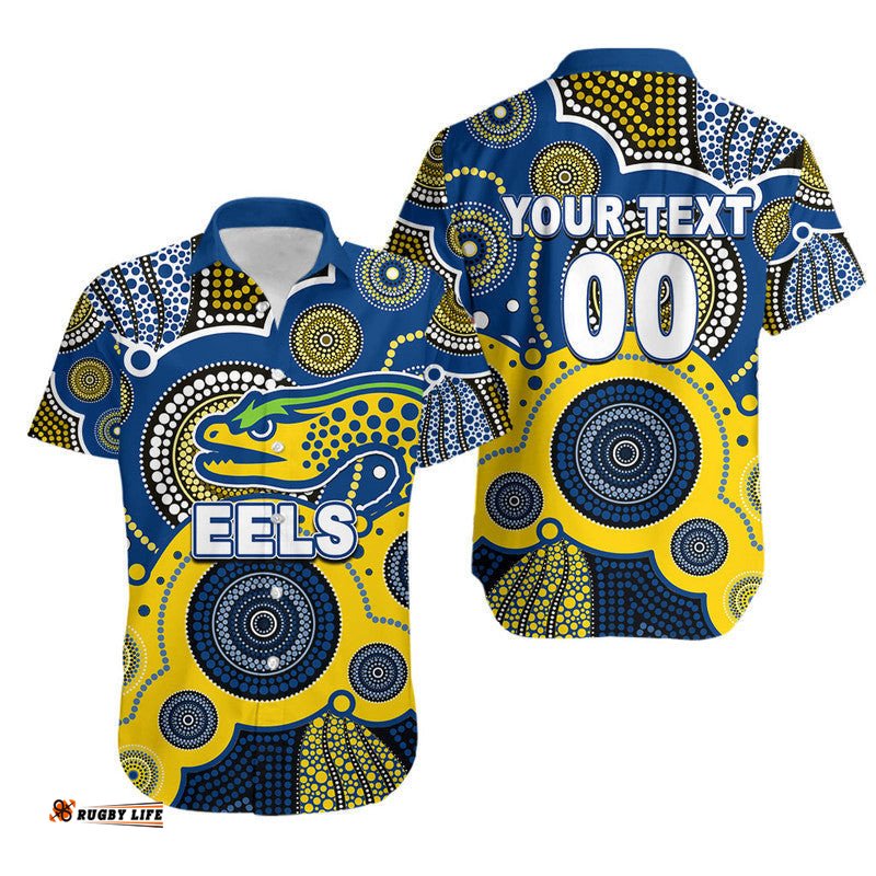 Custom Personalised And Number Eels Rugby Hawaiian Shirt Aboriginal
