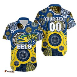 Custom Personalised And Number Eels Rugby Hawaiian Shirt Aboriginal