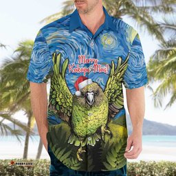 Personalised Jumping Kakapo Christmas Hawaiian Shirt New Zealand Fern Starry Night Style