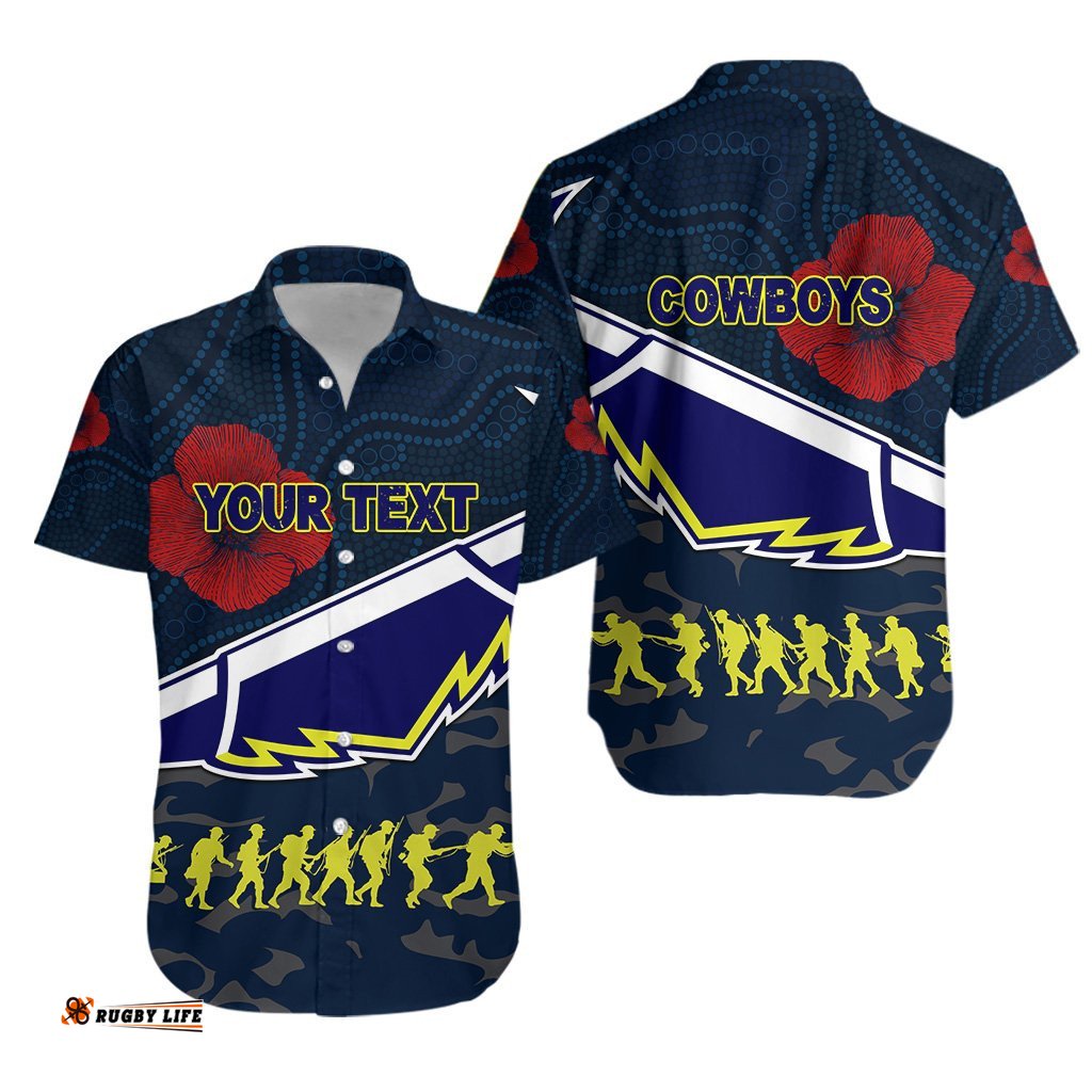 Custom Personalised Cowboys Hawaiian Shirt ANZAC Country Style