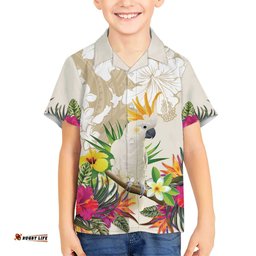 New Zealand Cacatua Galerita Hawaiian Shirt Aotearoa Cockatoo Tropical Flowers