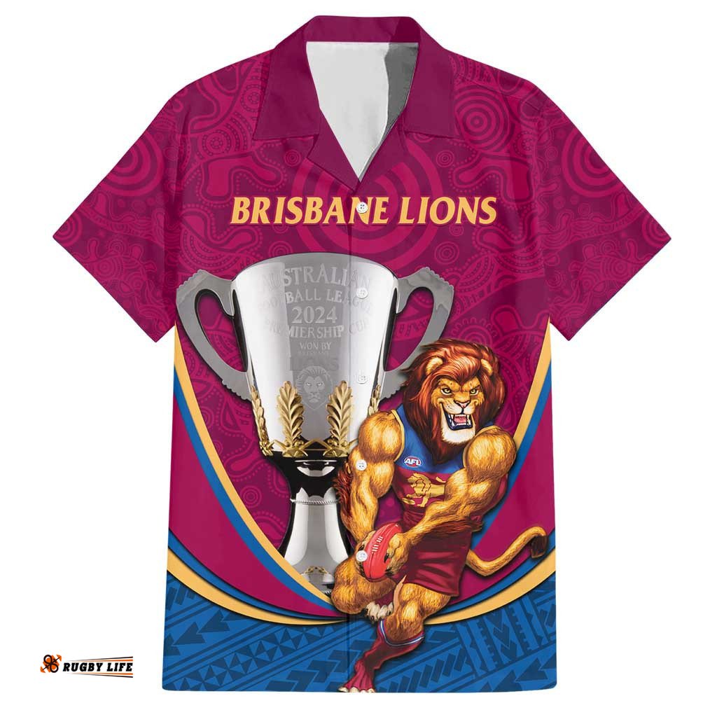 Personalised AFL Brisbane Lions Hawaiian Shirt 2024 We Are The Champions Trophy Style