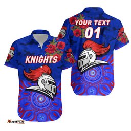 Custom Personalised Newcastle Knights ANZAC Hawaiian Shirt Indigenous Vibes