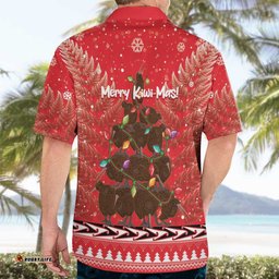 Kiwi New Zealand Christmas Hawaiian Shirt Meri Kirihimete Silver Fern Red Color