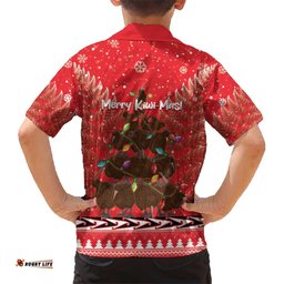 Kiwi New Zealand Christmas Hawaiian Shirt Meri Kirihimete Silver Fern Red Color