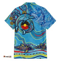 Dolphins Aboriginal Art Map Flag Australia Hawaiian Shirt