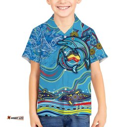 Dolphins Aboriginal Art Map Flag Australia Hawaiian Shirt