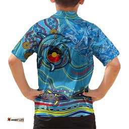 Dolphins Aboriginal Art Map Flag Australia Hawaiian Shirt