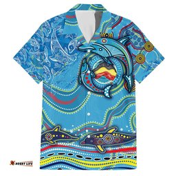 Dolphins Aboriginal Art Map Flag Australia Hawaiian Shirt