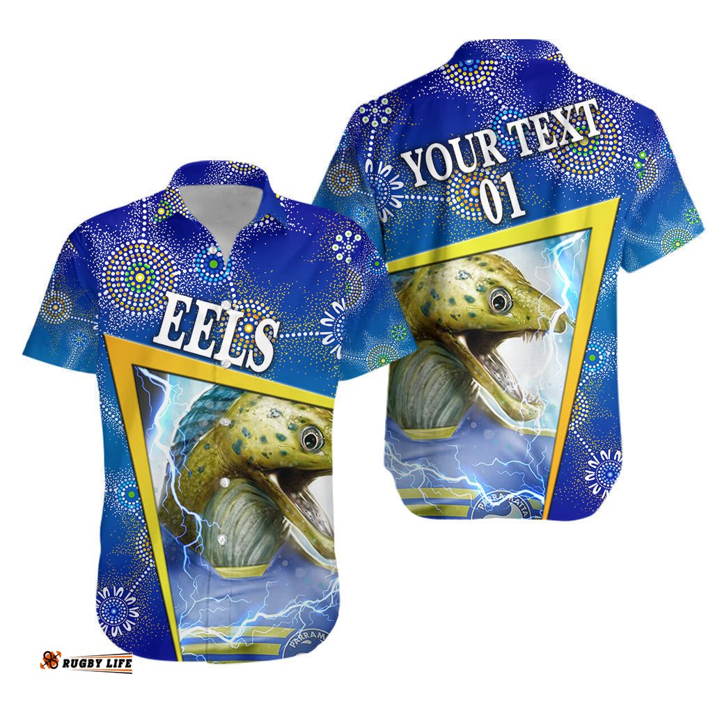 Custom Personalised Parramatta Eels Hawaiian Shirt Indigenous Limited Version, Custom Text And Number