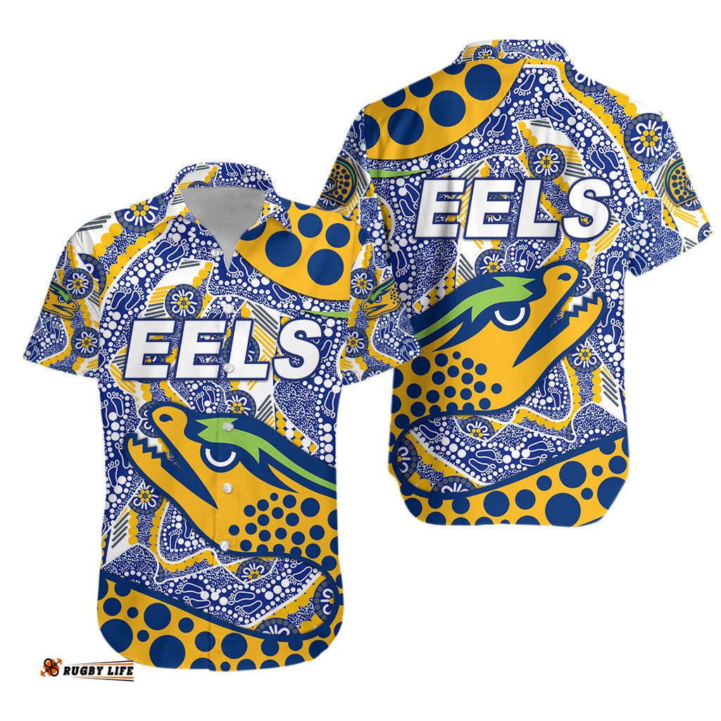 Parramatta Eels Hawaiian Shirt Indigenous Simple Style Blue