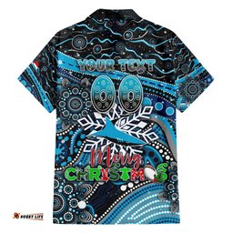 Merry Christmas Sharks Hawaiian Shirt Aboriginal Santa Rugby Mascot Cronulla Sutherland