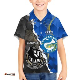 Custom Magpies Football And Eels Rugby Hawaiian Shirt Dynamic Style