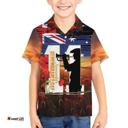 Australia Rememberance Day Hawaiian Shirt 11 November Poppy Field With Last Post