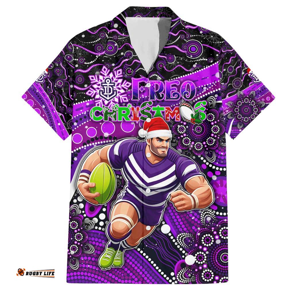 Merry Christmas AFL Fremantle Freo Hawaiian Shirt Aboriginal Santa Football Mascot