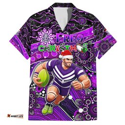 Merry Christmas AFL Fremantle Freo Hawaiian Shirt Aboriginal Santa Football Mascot