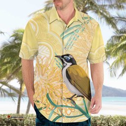 Australia Grevillea And Honeyeaters Hawaiian Shirt Aboriginal Art Watercolor Style